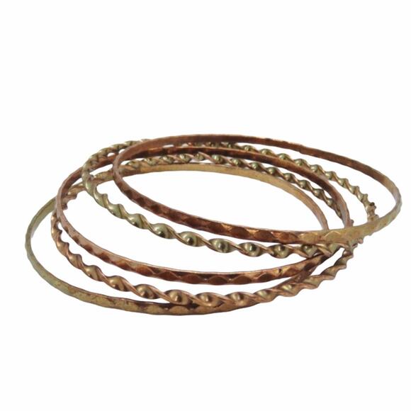 Y2k Icing Rose Gold & Brass Textured Bracelets - Picture 1 of 4
